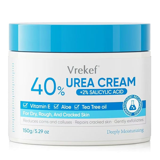 Urea Cream 40% Plus Salicylic Acid 2%, Urea Cream 40 Percent for Feet Maximum Strength, Foot Cream for Dry Heels Cracked