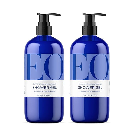 EO Shower Gel Body Wash, 16 Ounce (Pack of 2), Lavender, Organic Plant-Based Skin Conditioning Cleanser with Pure Essentials Oils