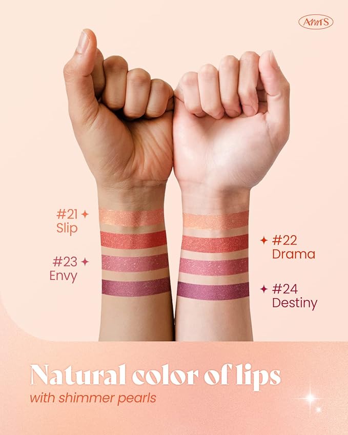 AMTS Tinted Lip Balm - Slip | Hydrating Glitter Lipstick | Pearl Shimmering Daily Lip Makeup for dry, cracked, chapped lips | korean beauty Moisture Lip Tint