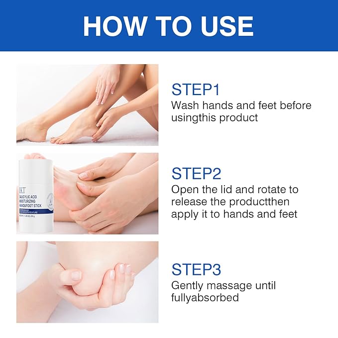 Foot Cream Stick for Dry Cracked Heels,Moisturizing Balm with Salicylic Acid & Olive Oil,Roll-On Repair Treatment for Rough Feet, Hands & Elbows,No Mess Foot Lotion Alternative,1.05 oz,2 pack