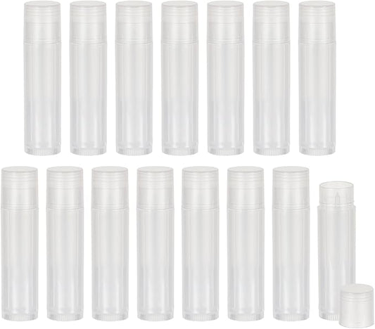 NICENEEDED 15 Pcs Lip Balm Tubes, Empty DIY Lipstick Tubes, Refillable 5g Lip Balm Containers Plastic Lip Gloss Tubes Deodorant Containers with White Caps Twist Tubes for making Gifts, Travel