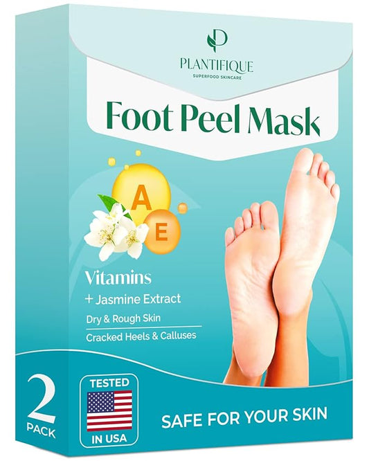 PLANTIFIQUE Foot Peeling Mask 2 Pack | Dermatologically Tested Repairs Heels & Removes Dry Dead Skin for Baby Soft Feet | Exfoliating Foot Peel Mask for Dry Cracked Feet | Jasmine