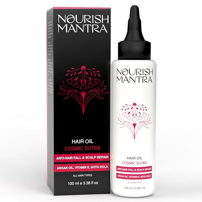 Nourish Mantra Cosmic Sutra Hair Oil | For Frizz Control, Reduced Breakage, Nourishing & Volumizing | Infused with Vitamin E, Gotu Kola & Argan Oil | For Men & Women | For All Hair Types - 100ml