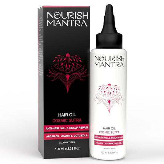 Nourish Mantra Cosmic Sutra Hair Oil | For Frizz Control, Reduced Breakage, Nourishing & Volumizing | Infused with Vitamin E, Gotu Kola & Argan Oil | For Men & Women | For All Hair Types - 100ml