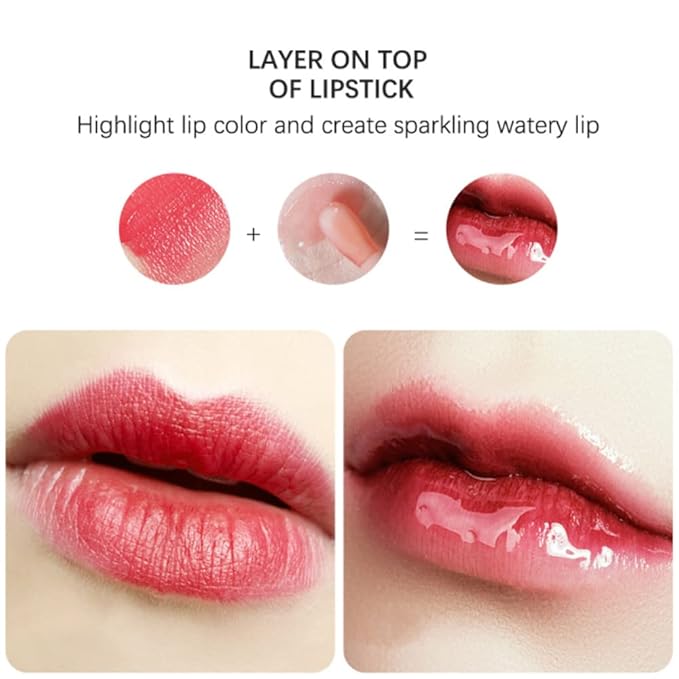 Yasovigi Hydrating Lip Oil Plumping Lip Tint Moisturizing Lip Gloss, Transparent Lip Balm Care Stick Nourishing Repairing Non-sticky, Moisture&Lighten Lip Lines (Transparent + Rosewood)
