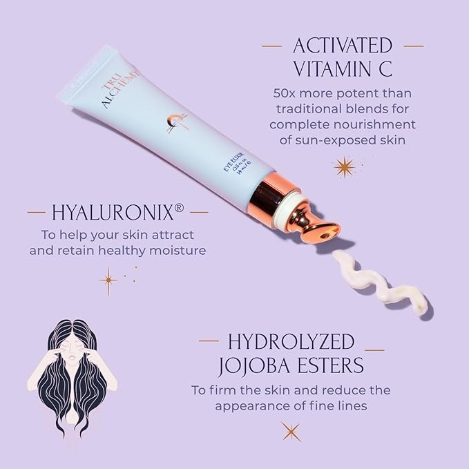 Tru Alchemy Eye Elixir Cooling Eye Treatment Cream - Dark Circle Eye Cream for Puffiness and Bags Under Eyes - Caffeine, Hyaluronic Acid, Vitamin C (2-Pack)