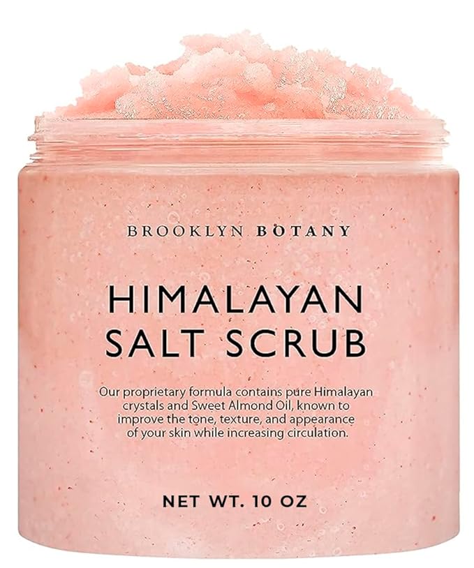 Brooklyn Botany Himalayan Salt Body Scrub - Moisturizing and Exfoliating Body, Face, Hand, Foot Scrub - Fights Stretch Marks, Fine Lines, Wrinkles - Great Gifts for Women & Men - 10 oz