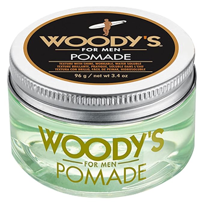 Woody's Hair Clay Pomade for Men - Matte Finish, Medium Hold, Water-Soluble Styling Gel for Men’s Hair - Strong Hold Pomade for Textured Looks, 3.4 oz