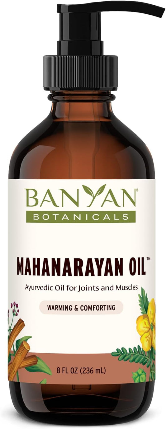 Banyan Botanicals Mahanarayan Oil – 99% Organic Ayurvedic Massage Oil – Penetrating Herbal Oil Used to Warm, Comfort, and Soothe Joints and Muscles – 8 oz. – Non GMO Sustainably Sourced Abhyanga Oil