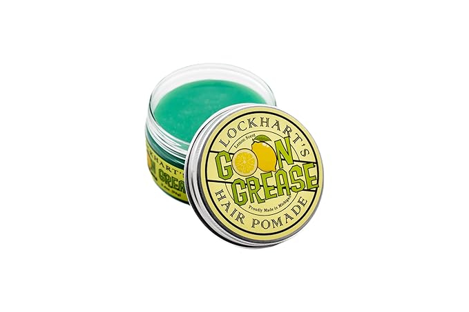 Lockhart's Oil Based Original Goon Grease - Handcrafted Pomade for Men – Firm Hold, High Shine - Locks in Moisture & Easy to Recomb - Lanolin and Avocado Oil for Conditioning - Lemon Scent (3.4 oz)
