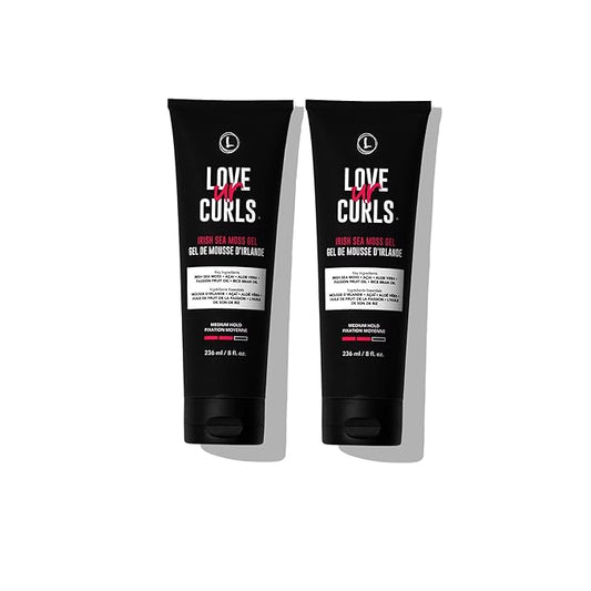 Love Ur Curls - Irish Sea Moss Hair Gel 2 Pack, Medium Hold Hair Styling Curling Gel for Defined Curly Hair, Waves & Coils, Vegan, Cruelty Free