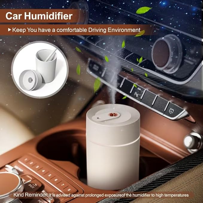 Car Star Projection Humidifier with 360ml Tank, Portable USB Powered Cool Mist Diffuser, Humidifier with Adjustable Starry Sky Lights for Car Ceiling, Bedroom, Desk, Office