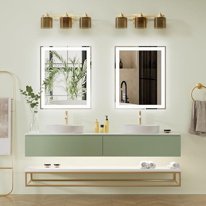 30"x 36" LED Bathroom Mirror with Front and Backlit, 3 Colors Wall Vanity Mirror with Lights, Controlled Separately LED Smart Mirror for Bathroom, Anti-Fog, Stepless Dimmable, Memory(UL ETL)