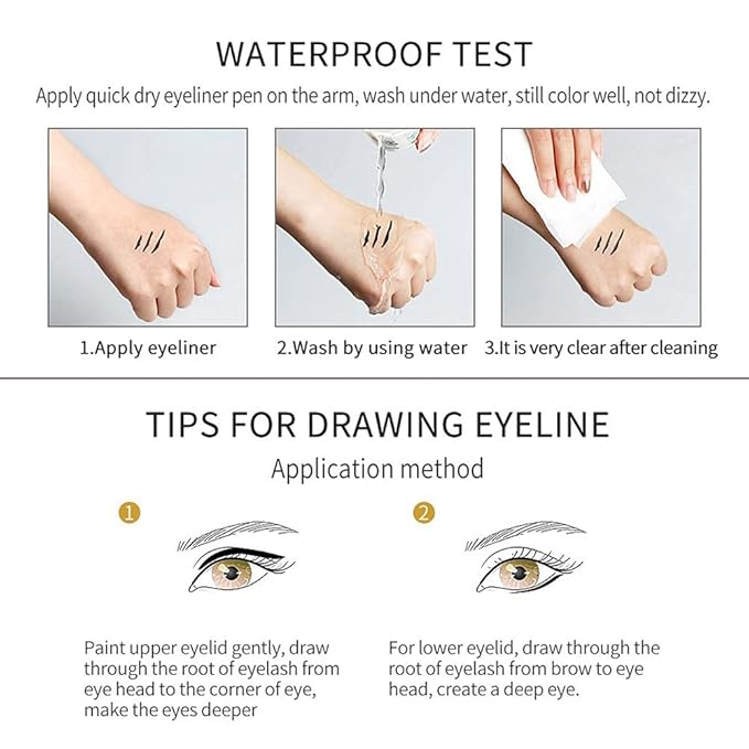 evpct 6Pcs White Glitter Eyeliner Pencils Set delineadores de colores para ojos lapiz negro a prueba de agua Black Silver Blue Red Brown Metallic Colorful Liquid Eye Liners Waterproof