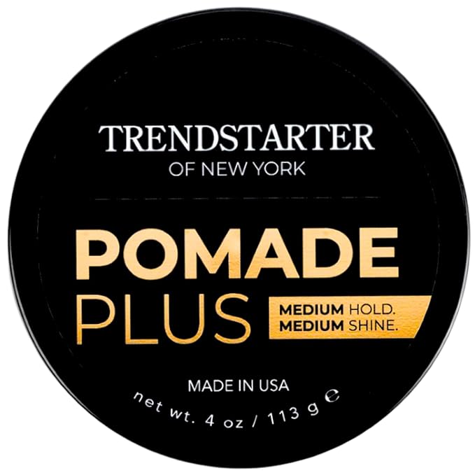 TRENDSTARTER Pomade Plus, 4 oz - Medium Hold and Shine, Premium Flake-Free Water-Based Hair Styling Gel for All Hair Types - Pack of 2 - Includes Argan Oil, Made in USA