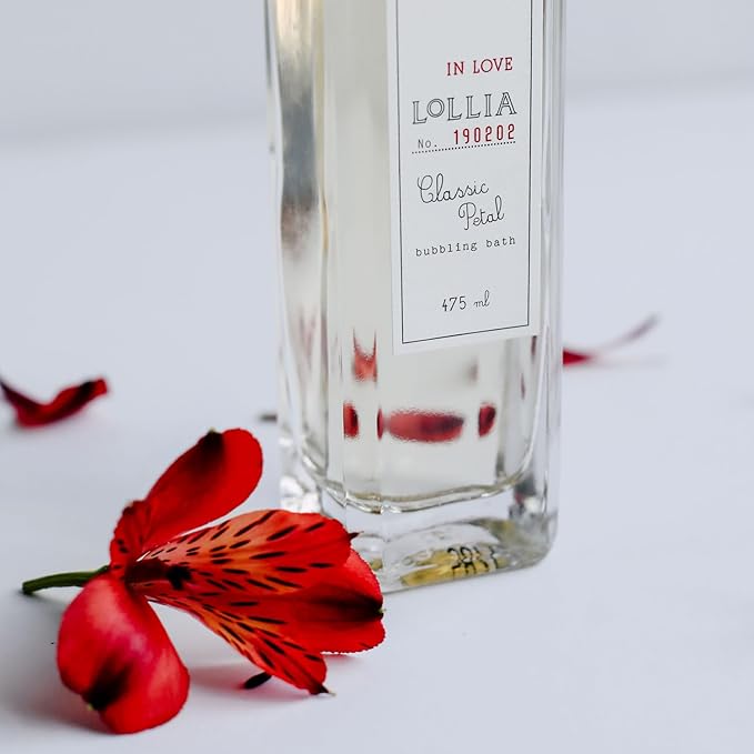 Lollia in Love Bubble Bath, 16 fl. oz. – Classic Petal Scent – Gentle & Moisturizing Bubble Bath, Hydrating Ingredients, Scented Bubble Bath for Women