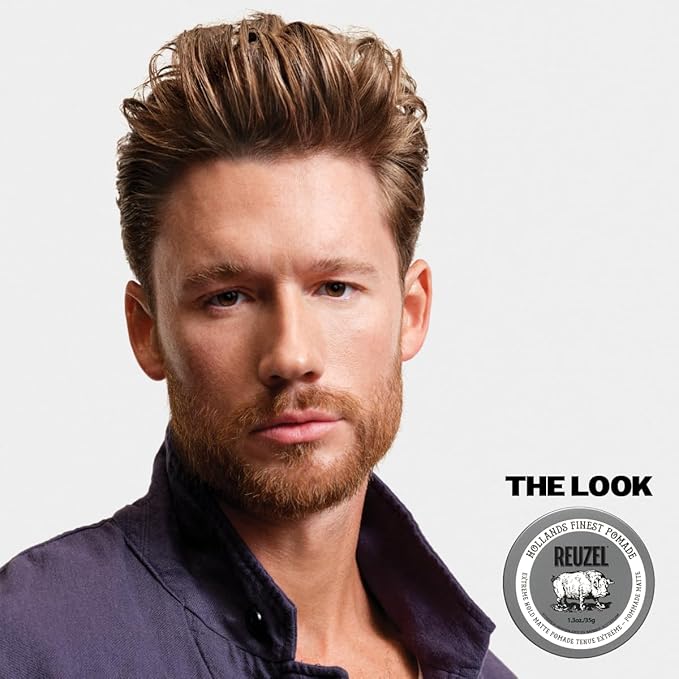 REUZEL Extreme Hold Matte Pomade, Strongest All Day Hold, Water Soluble Styling, Matte Finish & Flake Free, Easy To Wash Out, For All Hair Types