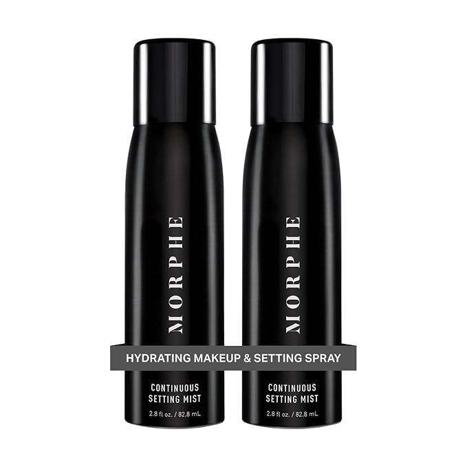 Morphe Continuous Setting Mist - Micro-Fine Makeup Setting Spray with a Natural Radiant Finish - Helps Makeup Resist Caking or Fading & Increases Wear of Foundation (2 Count, 2.8 fl oz)