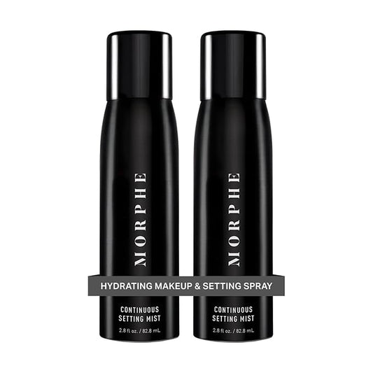 Morphe Continuous Setting Mist - Micro-Fine Makeup Setting Spray with a Natural Radiant Finish - Helps Makeup Resist Caking or Fading & Increases Wear of Foundation (2 Count, 2.8 fl oz)