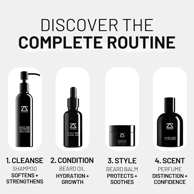 Black Oud Beard Care Kit - Non-Greasy, Premium Balm with Shea Butter | Ultimate Softener and Conditioner for Men, 50mL