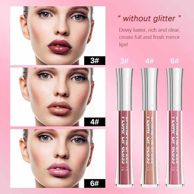 ibcccndc Lip Plumper Plumping Lip Gloss Hydrating Nourishing Lip Oil Red Liquid Lipstick Lip Care Products Mineral Oil Clear Lipgloss (3)