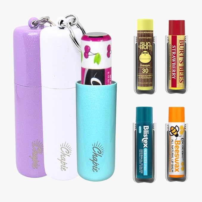 OG | Vacuum Insulated Lip Balm Keychain Holder, Prevents Melting & Messes | 3-Pack (Glitter)