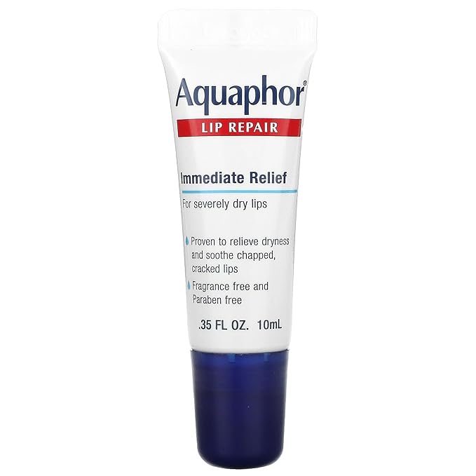 Aquaphor Lip Repair Ointment - Long-lasting Moisture to Soothe Dry Chapped Lips - .35 fl. oz Tube, 4 Pack