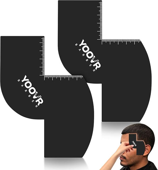 2PCS Barber Accessories for Haircut & Beard Lineup, Enhancement Card for Barbers & Beginners, Essential Shaping Tool for Beard Trimmer Hair Clipper Hair Fiber Enhancements Barber Spray, S-shaped