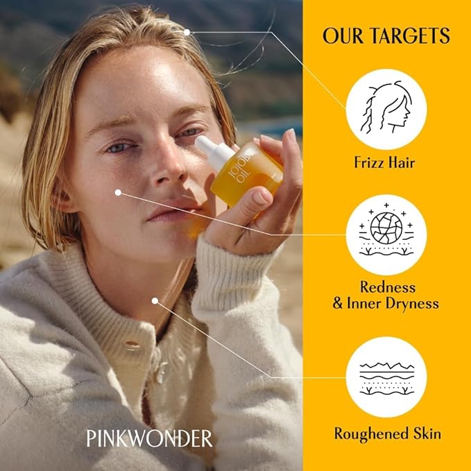 PINKWONDER USDA Organic Jojoba Oil | 100% Pure, Cold-Pressed & Vitamin E-Rich Oil for Skin | Non-Greasy, Fast-Absorbing for Face 0.33oz(10ml, Jojoba oil)