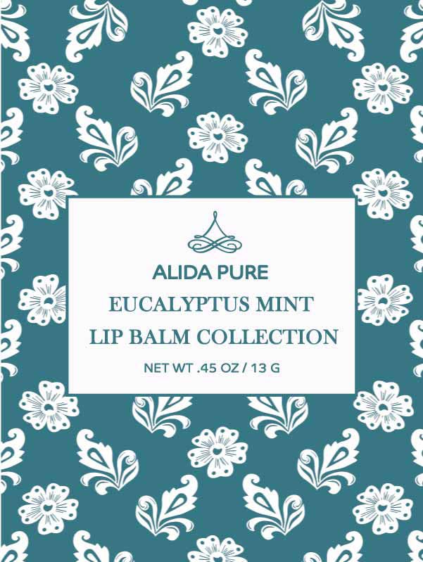 ALIDA PURE Eucalyptus Mint Lip Balm Collection, Vegan, Lip Balm, Beeswax Free, with Avocado Oil, Organic Jojoba Oil, and Vitamin E, Natural Moisturizer for Dry, Chapped Lips, 3 Tube Set