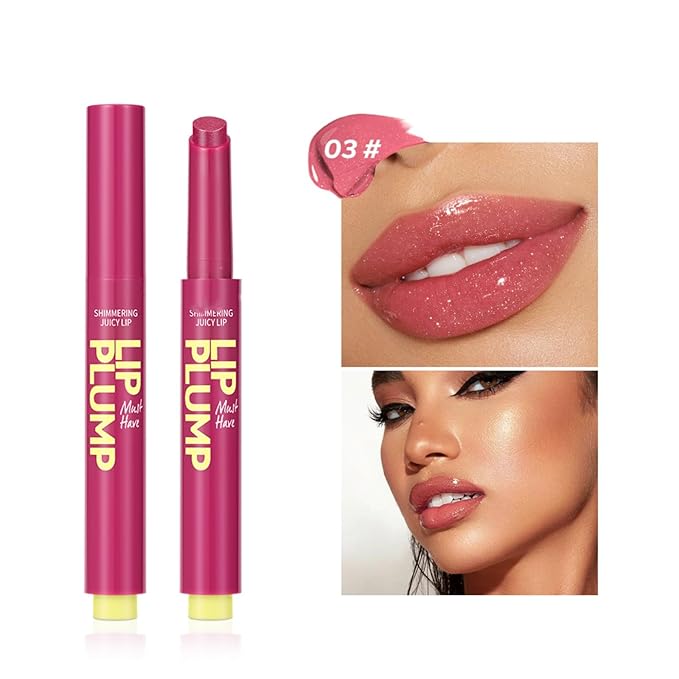 MAEPEOR Hydrating Lip Plumper 12 Colors Moisturizing Shiny Juicy Lip Balm Long Lasting Nourishing Lip Pluming Balm（Color 03)