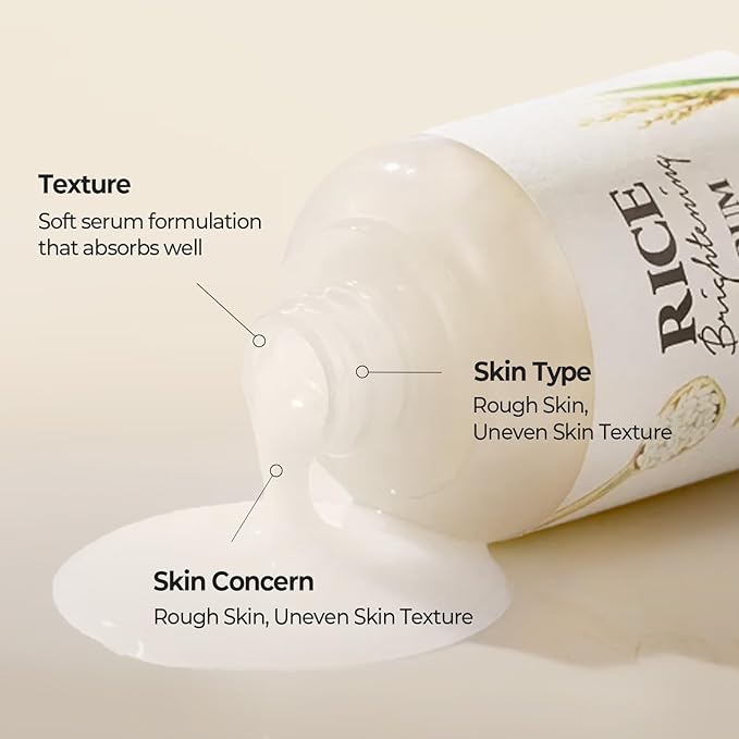 SKINFOOD Rice Daily Serum, Korean Skincare Facial Essence for Glow Glass Skin, Fermented Natural Rice Water Milk for Face, Pore Minimizing, Deep Hydrating, Dark Spot Correcting, 55ml/1.86fl.oz.