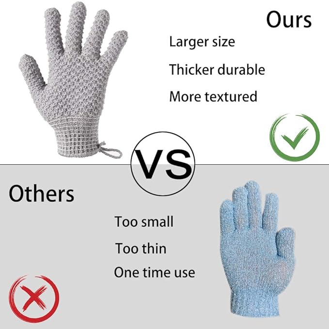Bath Exfoliating Gloves - 2 Pairs of Lengthened and Large Scrubbing Gloves for Shower, Spa, and Massage - Perfect for Exfoliating Body, Face, Hands, and Feet(2 paris gary)