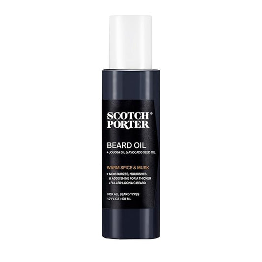 Scotch Porter Smoothing Beard Oil – Nourishing Oil Seals in Moisture & Smooths Flyaways for a Frizz-Free, Fuller/Healthier-Looking Beard with All-Day Shine – Original Scent, 1.7 oz. Bottle