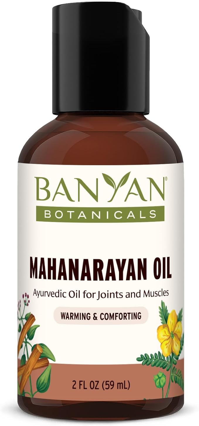 Banyan Botanicals Mahanarayan Oil – 99% Organic Ayurvedic Massage Oil – Penetrating Herbal Oil Used to Warm, Comfort, and Soothe Joints and Muscles – 2 oz. – Non GMO Sustainably Sourced Abhyanga Oil