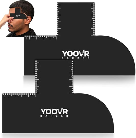 2PCS Barber Accessories for Haircut & Beard Lineup, Enhancement Card for Barbers & Beginners, Essential Shaping Tool for Beard Trimmer Hair Clipper Hair Fiber Enhancements Barber Spray, T-shaped