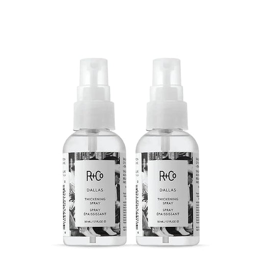 R+Co Dallas Hair Thickening Spray Travel Size | For Smooth, Body-Boosting Style without Stiffness | Ultimate Volume, Control, and Shine | TSA Approved | Set of 2