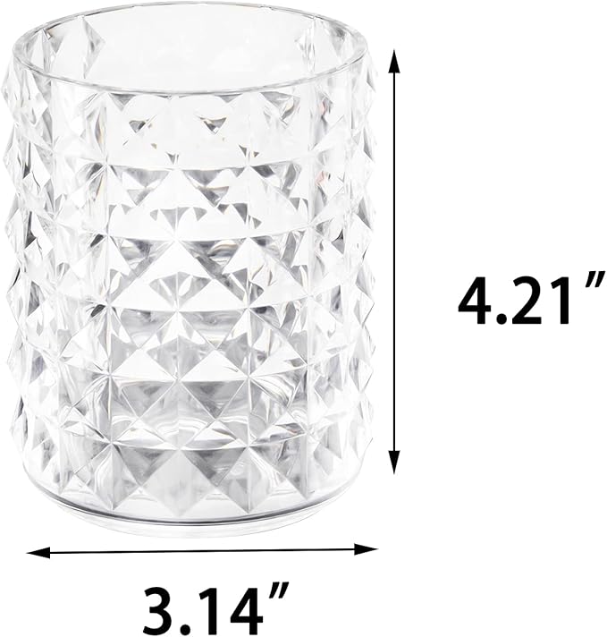 Acrylic Makeup Brush Holder Organizer, Clear Pencil Pen Holder, Crystal Cosmetics Brushes Cup Storage Solution, Round