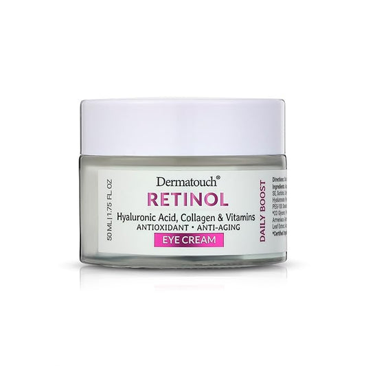 DERMATOUCH Retinol Eye Cream, 1.75 oz - Hyaluronic Acid, Peptides & Vitamins - Made in America