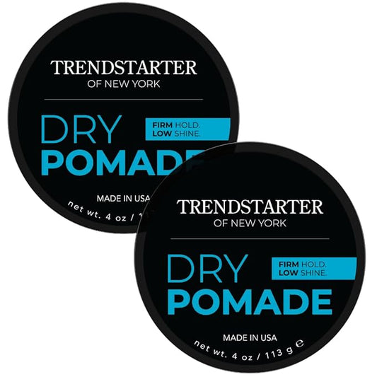 TRENDSTARTER - DRY POMADE (4oz) (PACK of 2) - Firm Hold - Low Shine - Water-Based Gel Type Pomade - All-Day Hold Premium Hair Styling Products