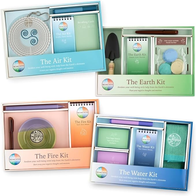 The Fire Kit by Two Sage Sisters - Self Care Kit with Ceramic Bowl, Notebook, Candle, and Marker, Pamper and Self Care Gifts for Women and Men, Mens and Womens Care Package for Healing, Self-Nurturing
