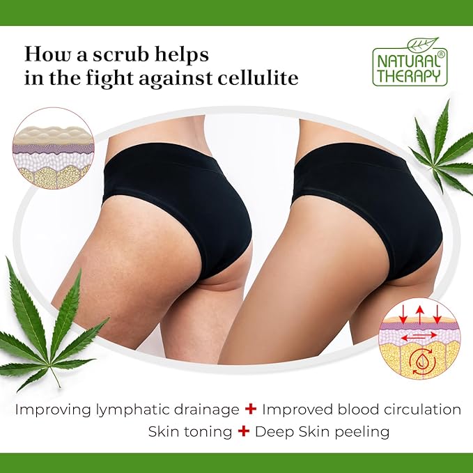 Natural Therapy Hemp & Lavender Salt Scrub – Exfoliating Body Scrub for Women – Moisturizing and Nourishing Skin – with Pure Oils and Dead Sea Minerals (23.28 Oz)