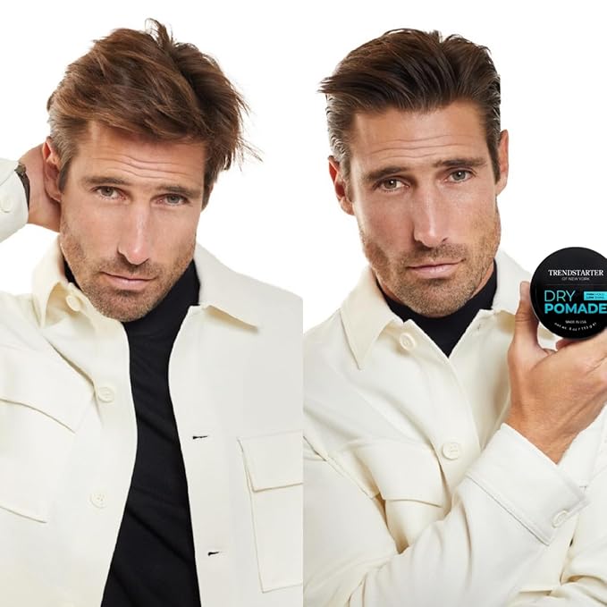 TRENDSTARTER - DRY POMADE (4oz) (PACK of 2) - Firm Hold - Low Shine - Water-Based Gel Type Pomade - All-Day Hold Premium Hair Styling Products