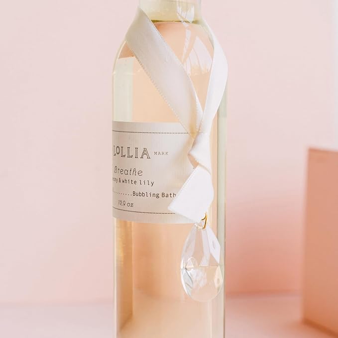 Lollia Breathe Bubble Bath, 12.9 fl. oz., Peony & White Lily Scented Bubbling Skin Care for Women, Soothing & Moisture-Rich Scented Body Soap with Hydrating Ingredients