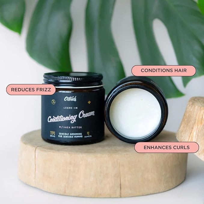 O'Douds Conditioning Cream - Natural Hair Styling Cream & Leave-In Conditioner with Light Hold & Medium Shine - Shea Butter, Aloe Vera & Castor Oil - Mandarin & Vanilla Scent, 4 oz.