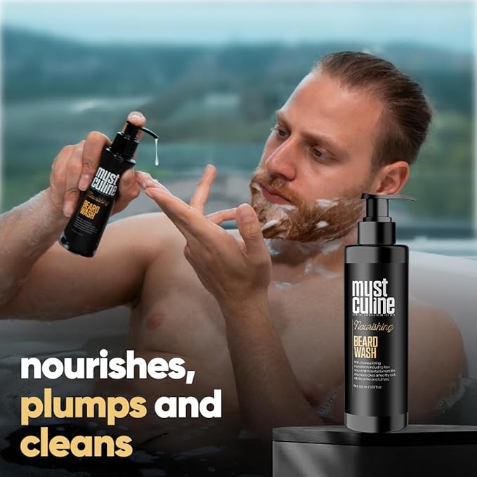 Beard Wash Shampoo, Tea Tree Oil & Argan Oil Anti-Dandruff, Anti-Itching Shampoo for Men (4 Package)