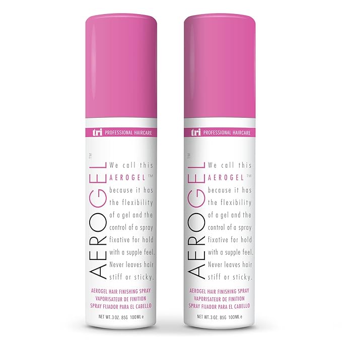 TRIDESIGN Aerogel Hairspray - Strong Hold Hair Finishing Spray for Volumizing & Control, Flexible Styling for All Hair Types, Non-Sticky and Scented - For Women and Men - Travel Size Pack of 2 (3 Oz)