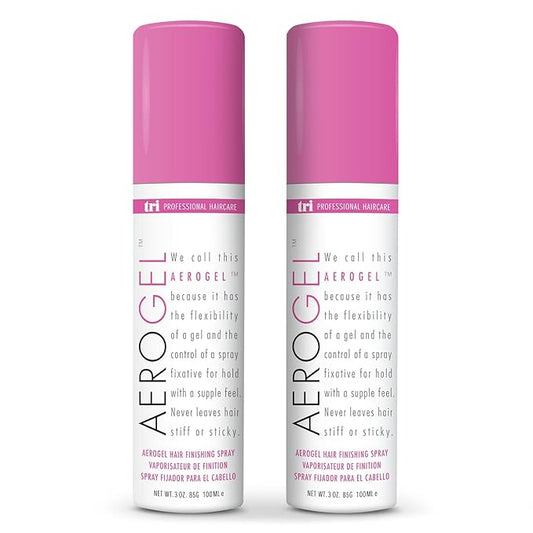 TRIDESIGN Aerogel Hairspray - Strong Hold Hair Finishing Spray for Volumizing & Control, Flexible Styling for All Hair Types, Non-Sticky and Scented - For Women and Men - Travel Size Pack of 2 (3 Oz)