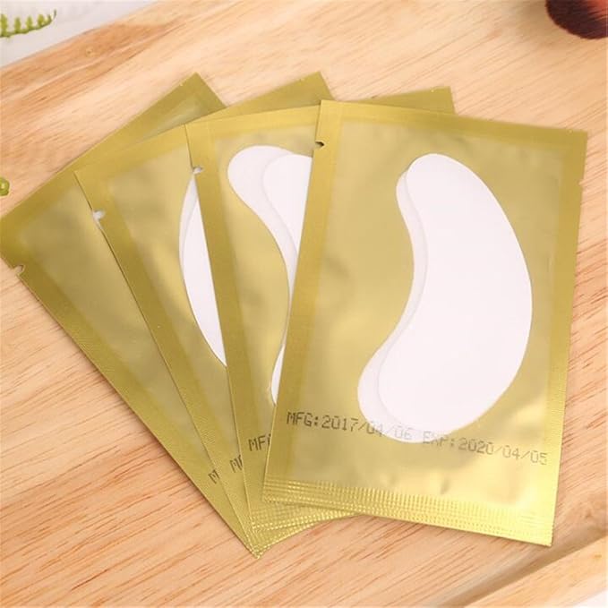 100 Pairs Set，Eye Gel Patches,Under Eye Pads Lint Free Lash Extension Eye Gel Patches for Eyelash Extension Eye (gold)