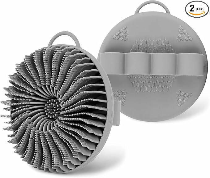 Silicone Body Scrubber,Shower Brush,Exfoliating Body Scrubber,Silicone Body Brush for Shower(Gray,1 PCS)